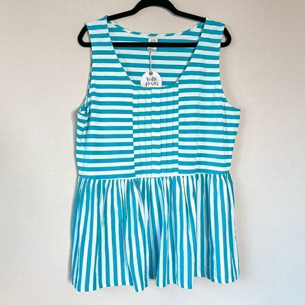 NWT! Wildflowers Women's Striped Shirt, Size XXL